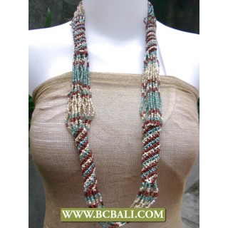 Multi Color Beaded Long Braided Necklace Fashion